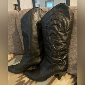 Vintage BIONDINI western style black leather boots 39.5